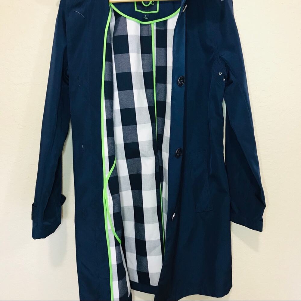 C Wonder Navy With Check Pattern Inside Trench Co… - image 6